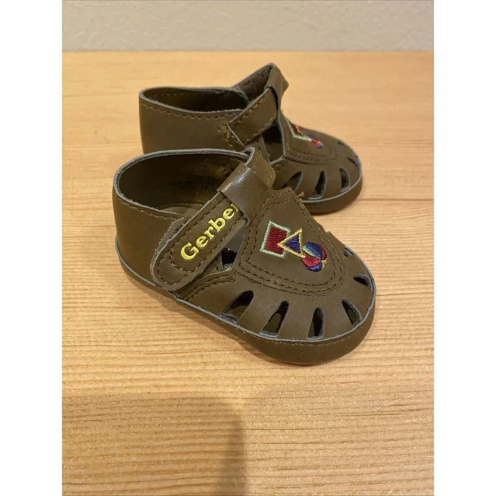 Vintage Gerber Infant Shoes Crib‎ Shoes Brown